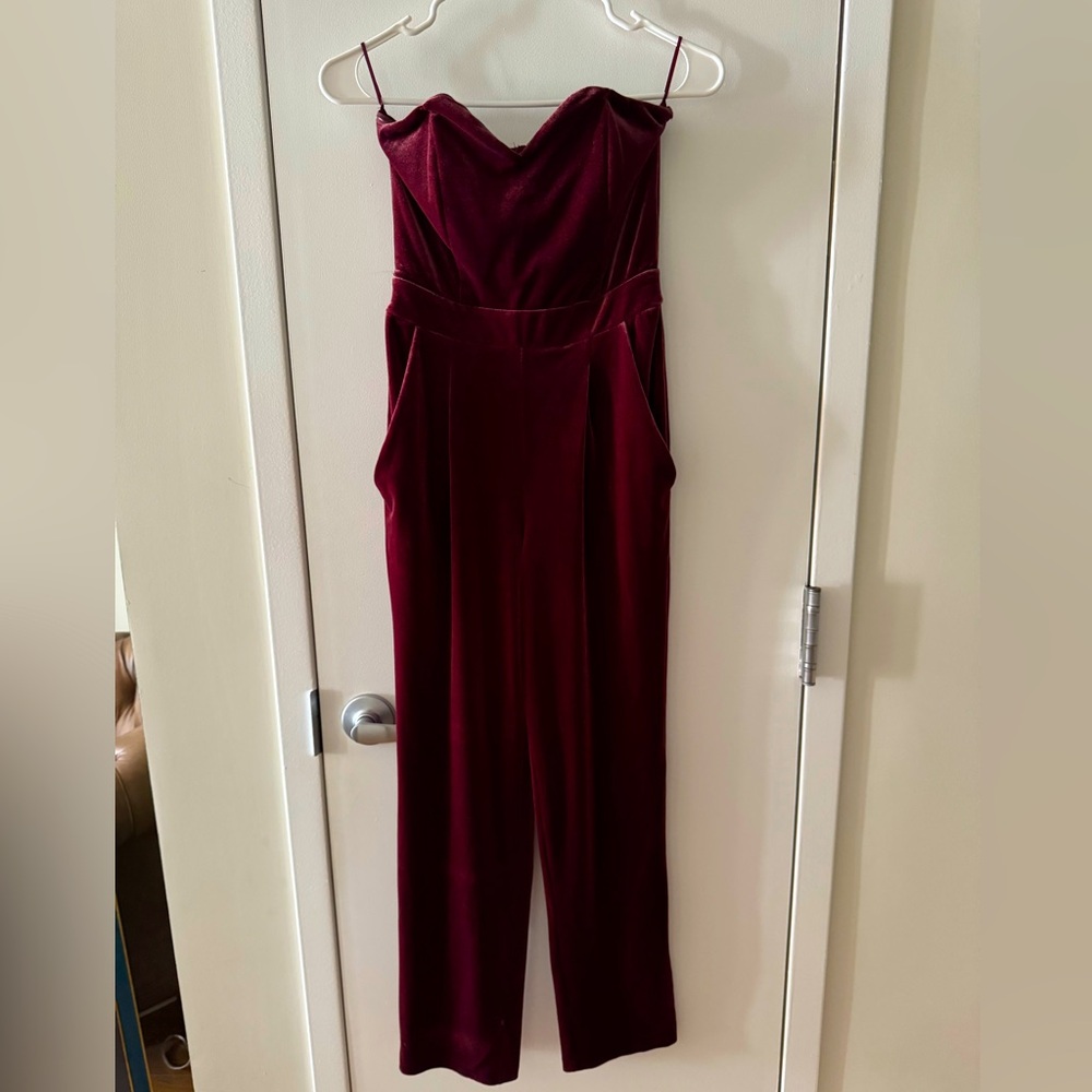 Maroon velvet Express jumpsuit